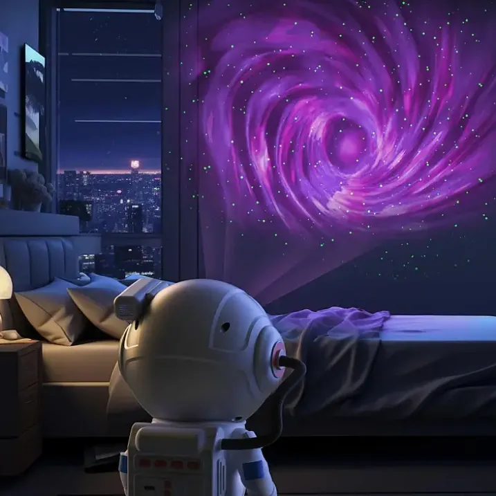 Astronauta proyector de vía láctea