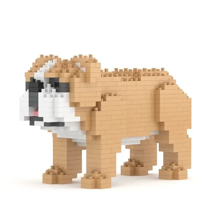 Bloques de construcción para crear un mini perrito Bulldog Inglés