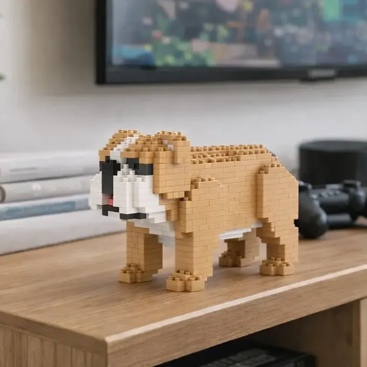Bloques de construcción para crear un mini perrito Bulldog Inglés