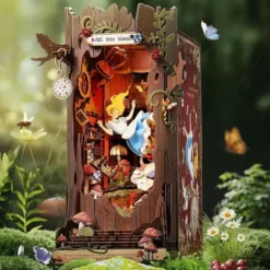 Book Nook: kit para construir un sujetalibros 3D El País de las Maravillas