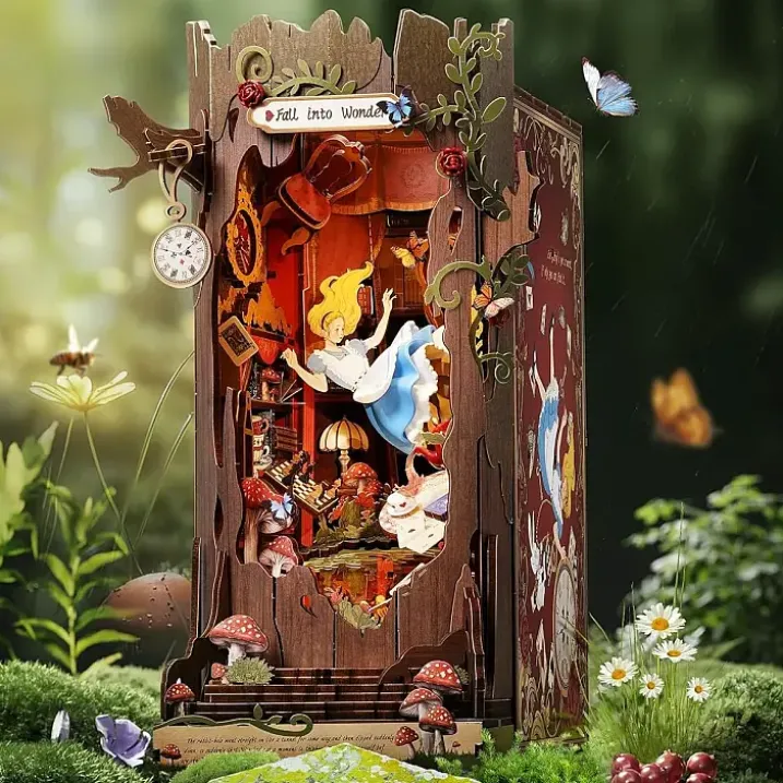 Book Nook: kit para construir un sujetalibros 3D El País de las Maravillas