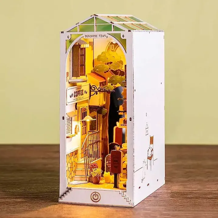 Book Nook: Kit para construir un sujetalibros de madera 3D
