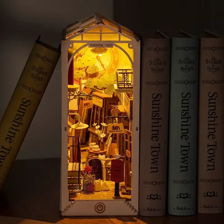 Book Nook: Kit para construir un sujetalibros de madera 3D