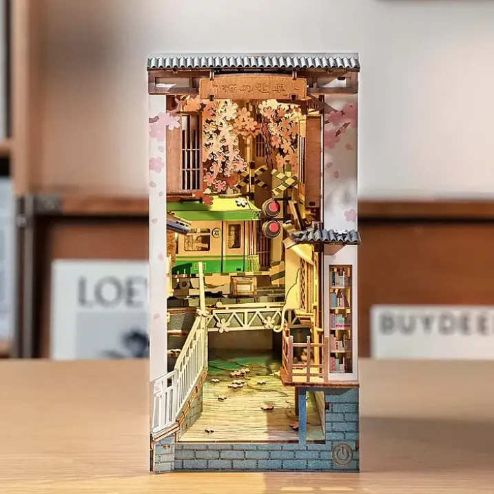 Book Nook: Kit para construir un sujetalibros de madera 3D
