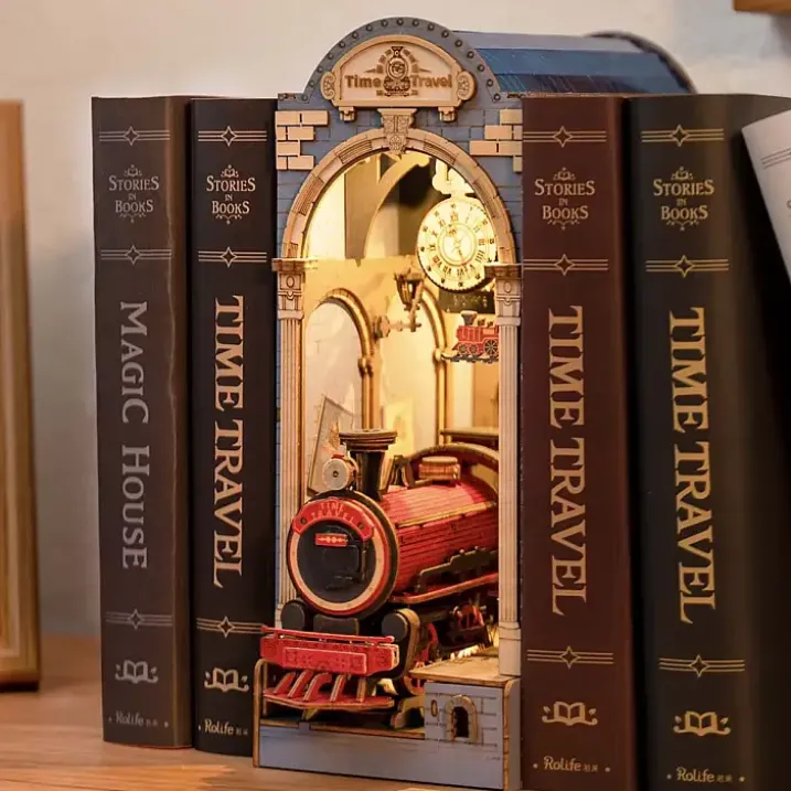 Book Nook: Kit para construir un sujetalibros de madera 3D