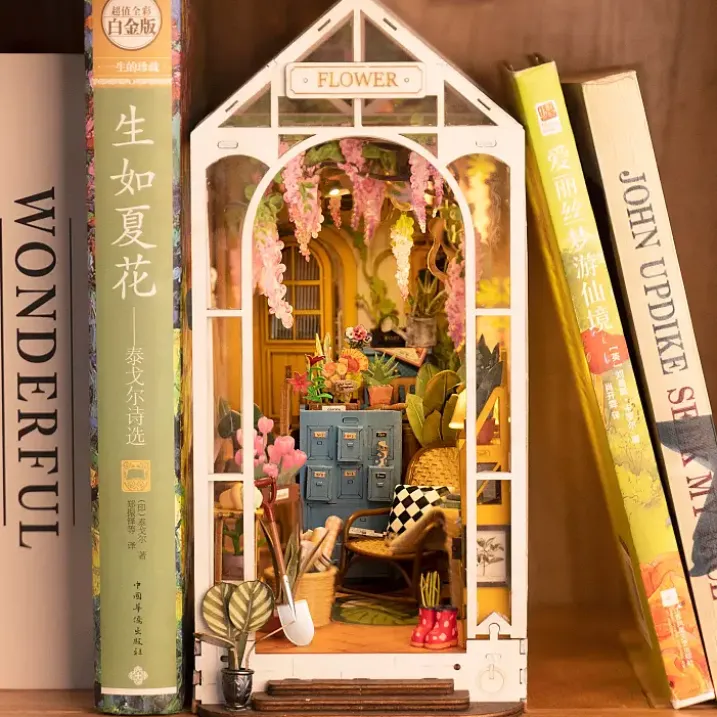 Book Nook: Kit para construir un sujetalibros de madera 3D