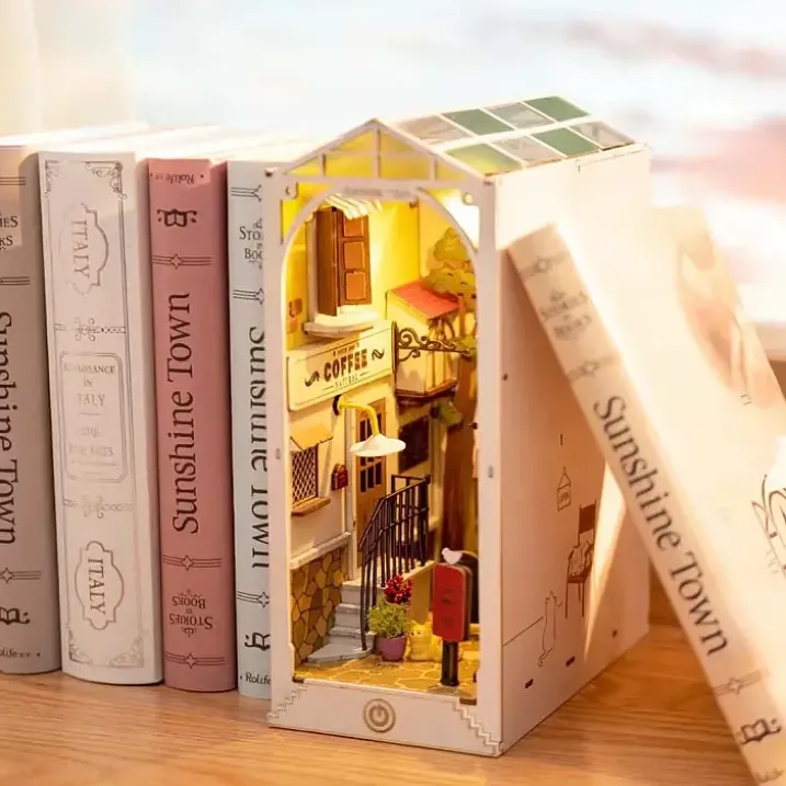 Book Nook: Kit para construir un sujetalibros de madera 3D