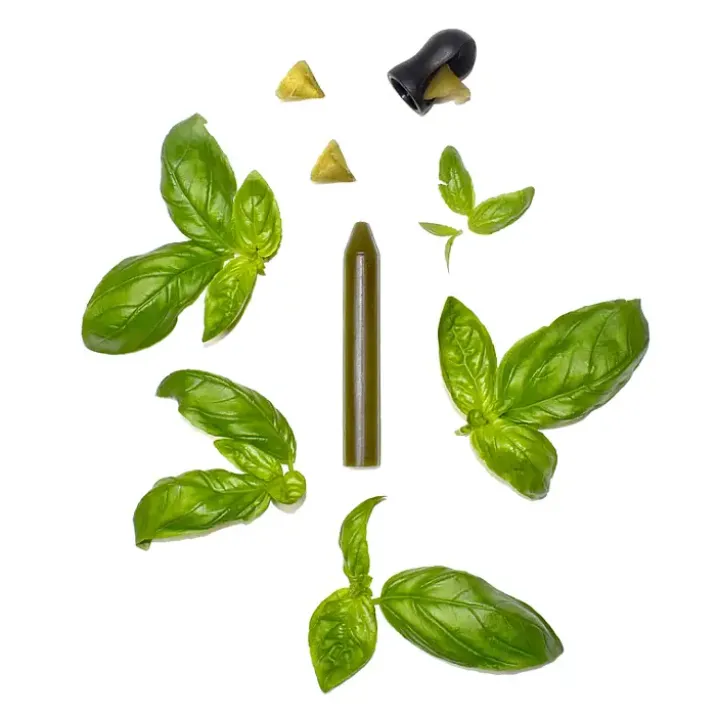 Cajita con 3 lápices de condimentos para rallar: trufa negra, albahaca y boletus
