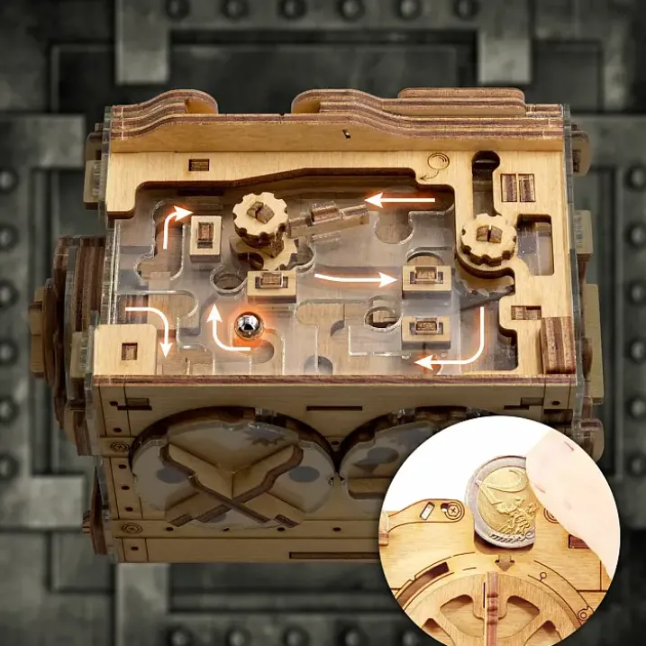 Cluebox: Caja fuerte con laberinto de canicas