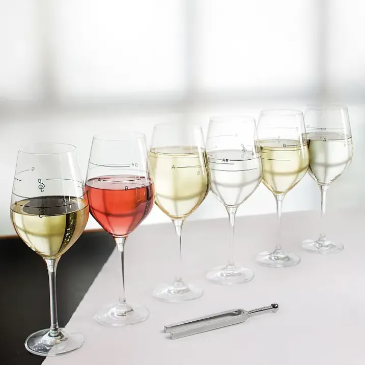 Copa de vino con escala musical