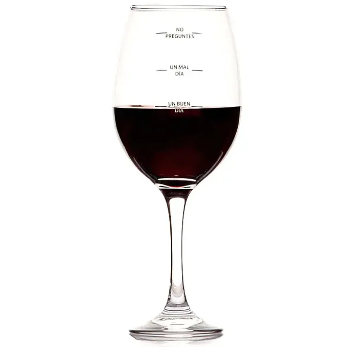 Copa de vino con estados de ánimo ¿Qué tal tu día?