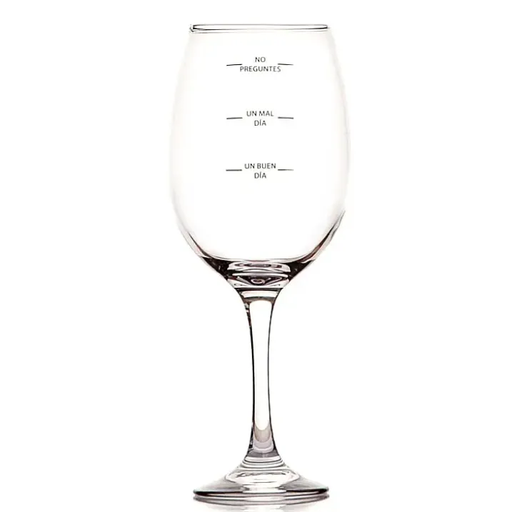 Copa de vino con estados de ánimo ¿Qué tal tu día?