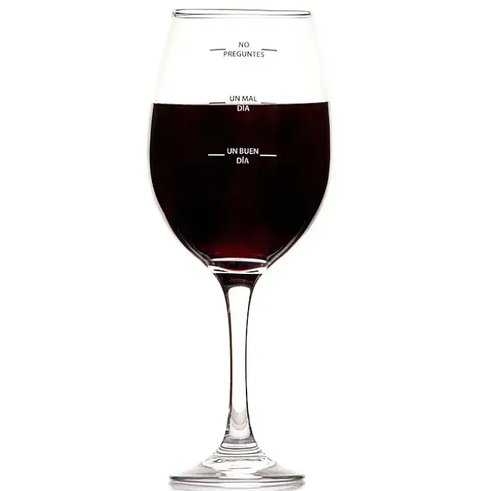 Copa de vino con estados de ánimo ¿Qué tal tu día?