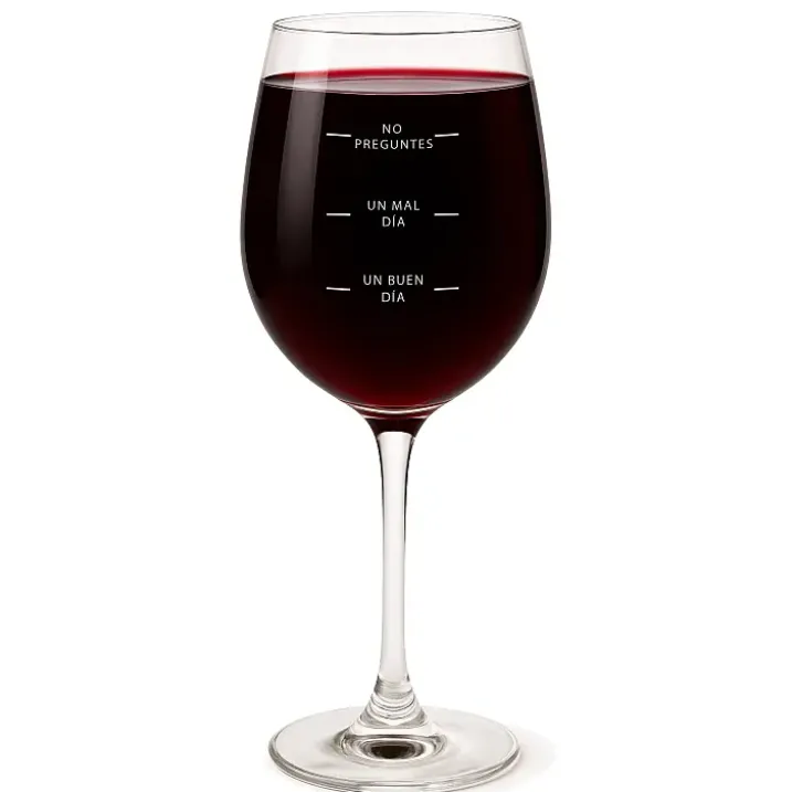 Copa de vino con estados de ánimo ¿Qué tal tu día?