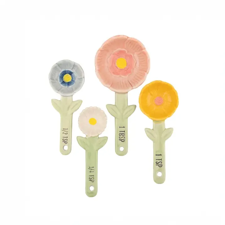 Cucharas medidoras en forma de flor con maceta