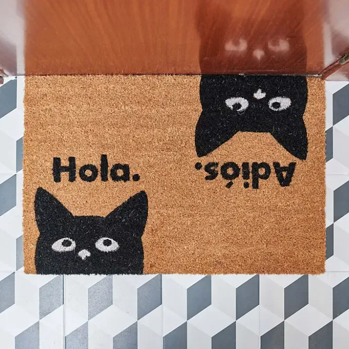 Felpudo gato Hola y Adiós