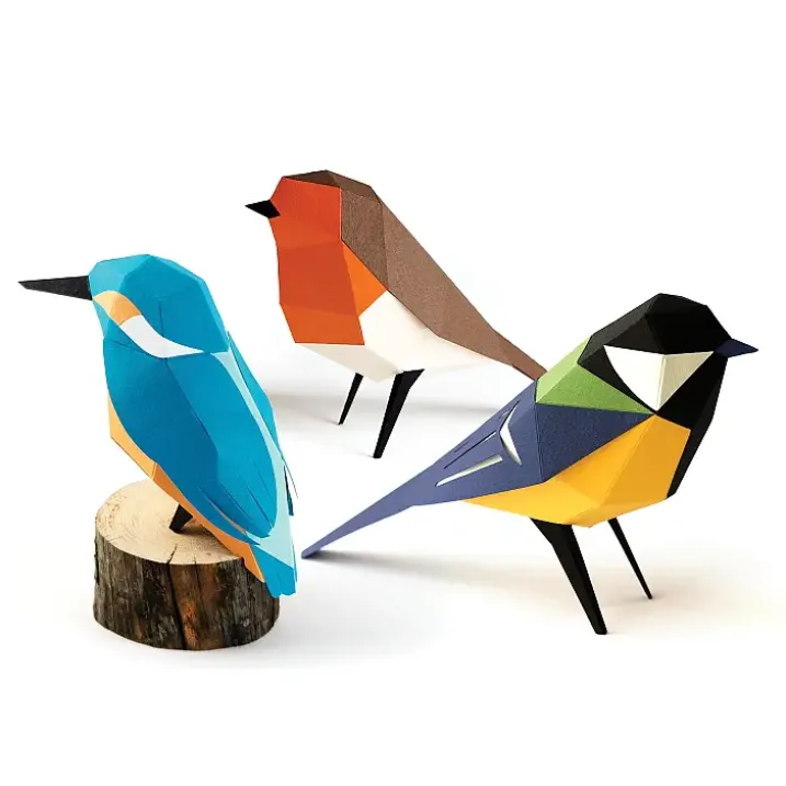 Figuras de papel 3D de pájaros de Plego