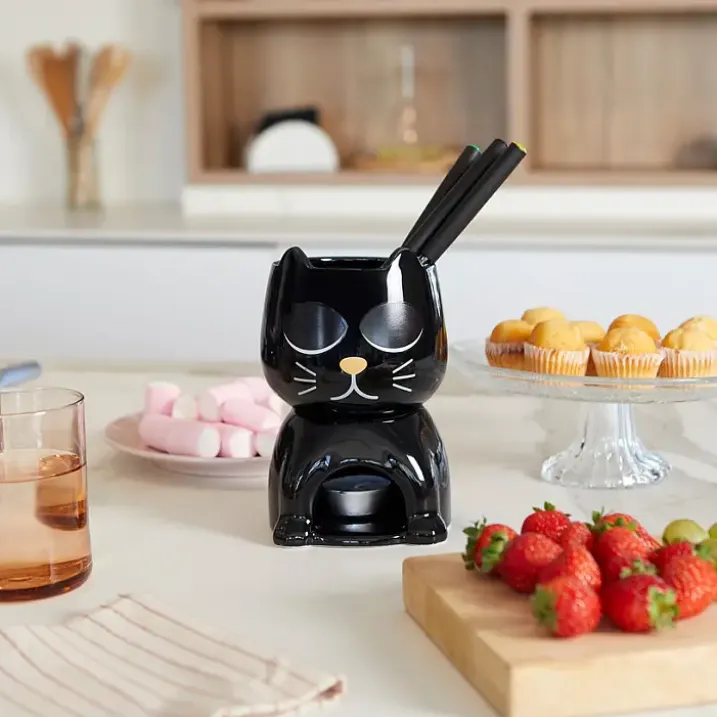 Fondue en forma de gato que cambia de expresión