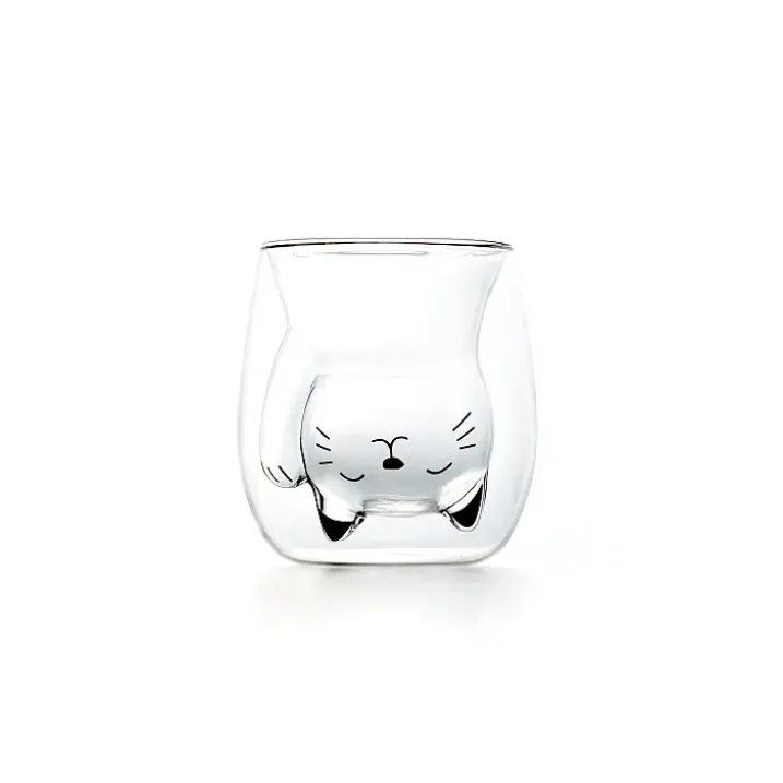 Glasito vaso de café de doble pared gato de la suerte