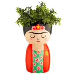 Jarrón de cerámica con forma de Frida Kahlo