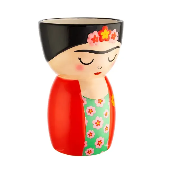 Jarrón de cerámica con forma de Frida Kahlo