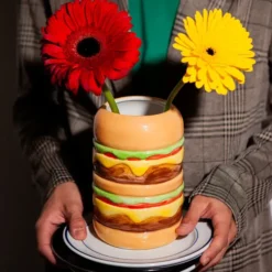 Jarrón original en forma de hamburguesa
