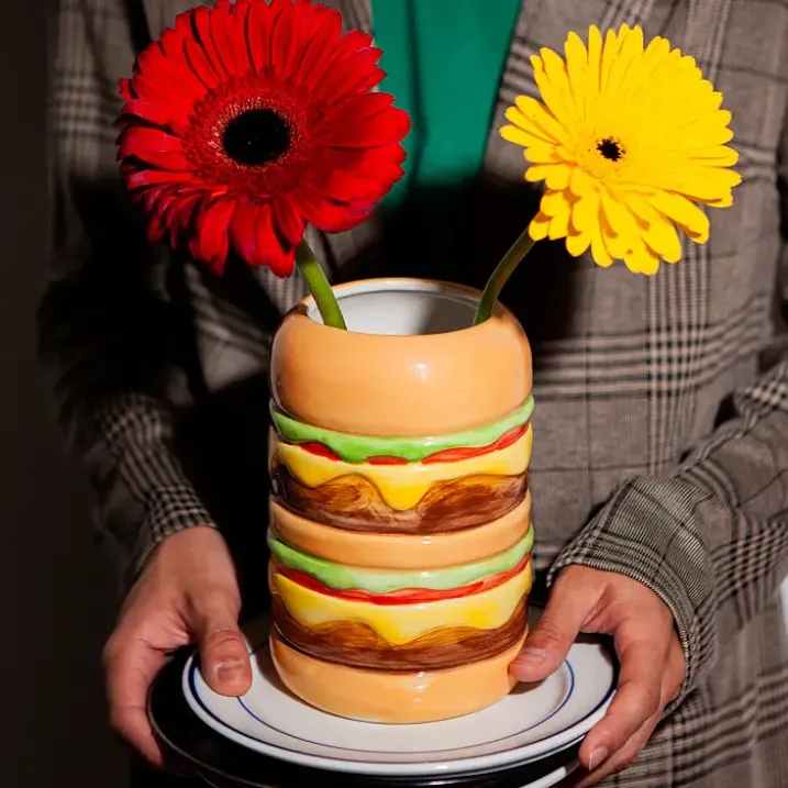Jarrón original en forma de hamburguesa