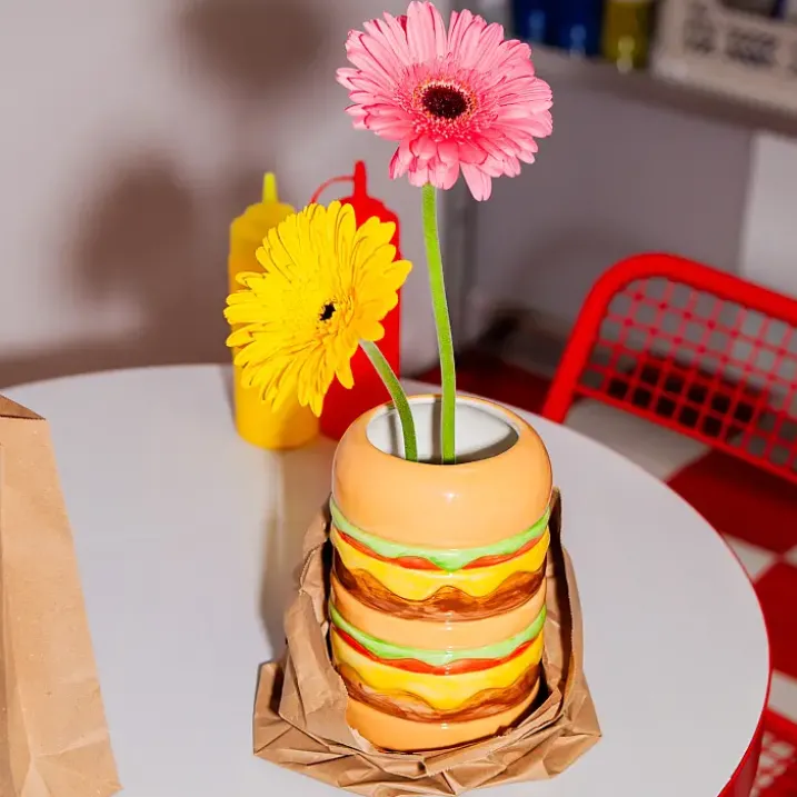 Jarrón original en forma de hamburguesa