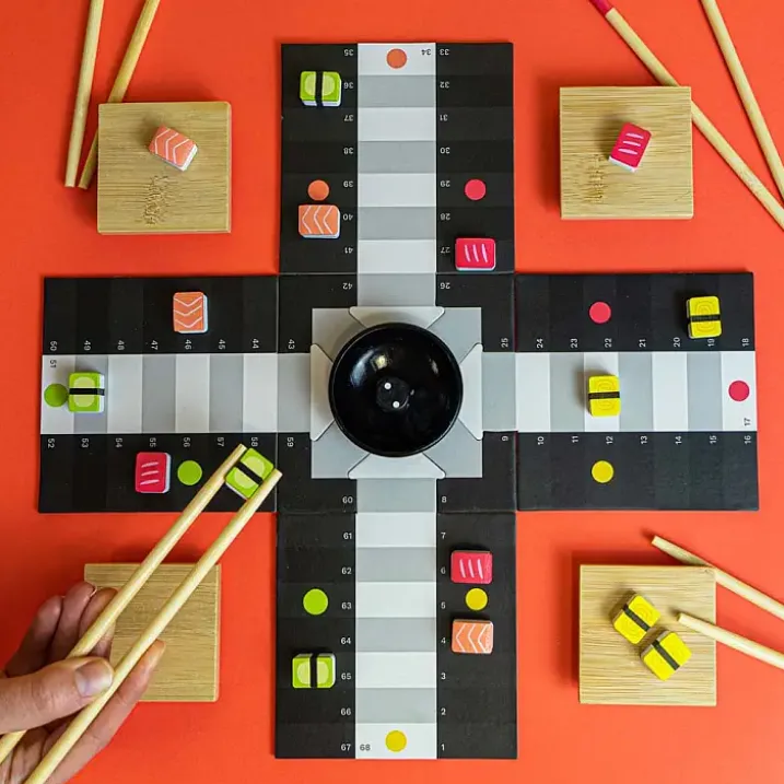 Juego de parchís en forma de sushi