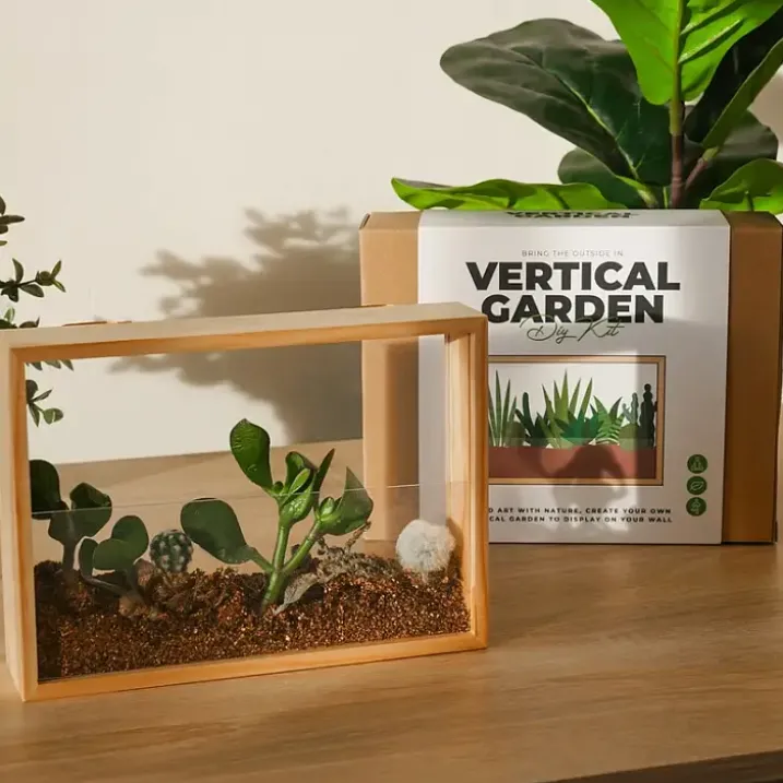 Kit para crear un mini jardín en un marco de madera