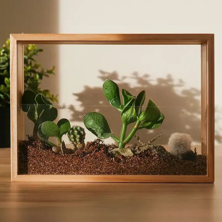 Kit para crear un mini jardín en un marco de madera