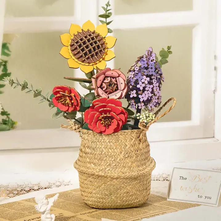 Kit para montar un ramo de flores de madera