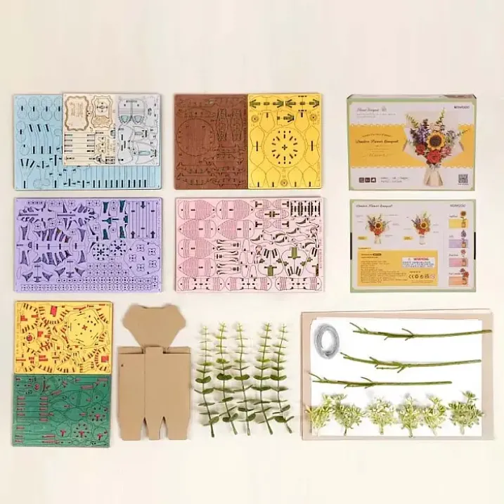 Kit para montar un ramo de flores de madera