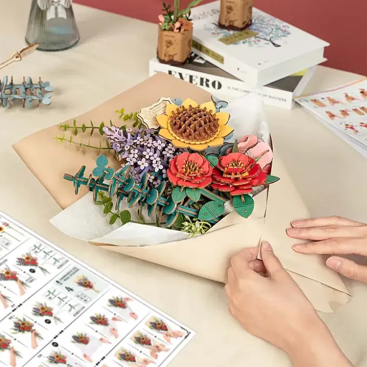 Kit para montar un ramo de flores de madera