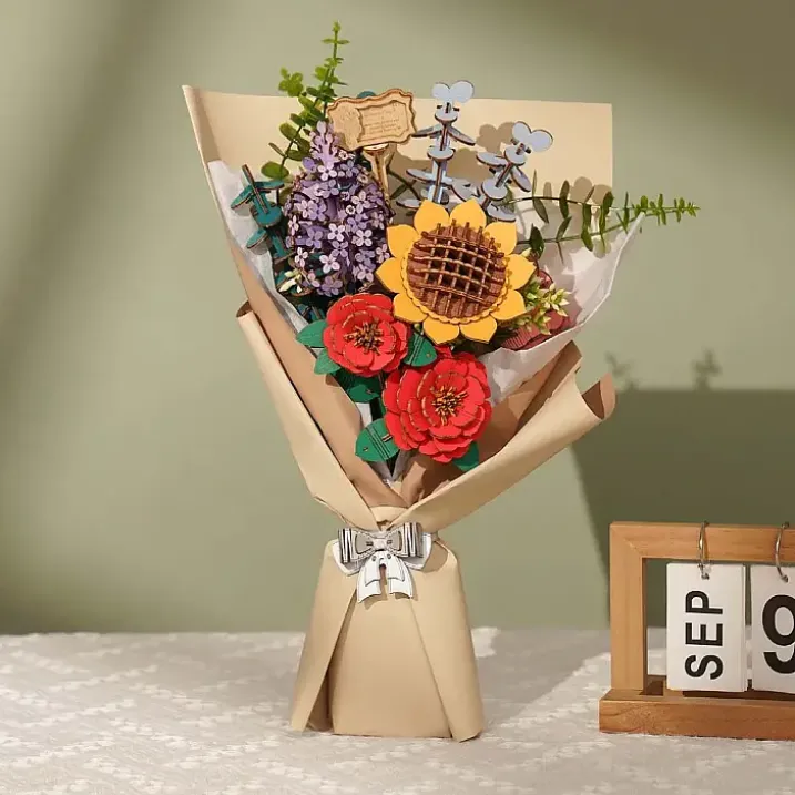 Kit para montar un ramo de flores de madera