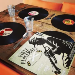 Manteles individuales con forma de discos de vinilo