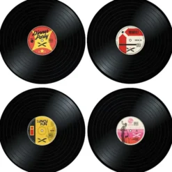 Manteles individuales con forma de discos de vinilo