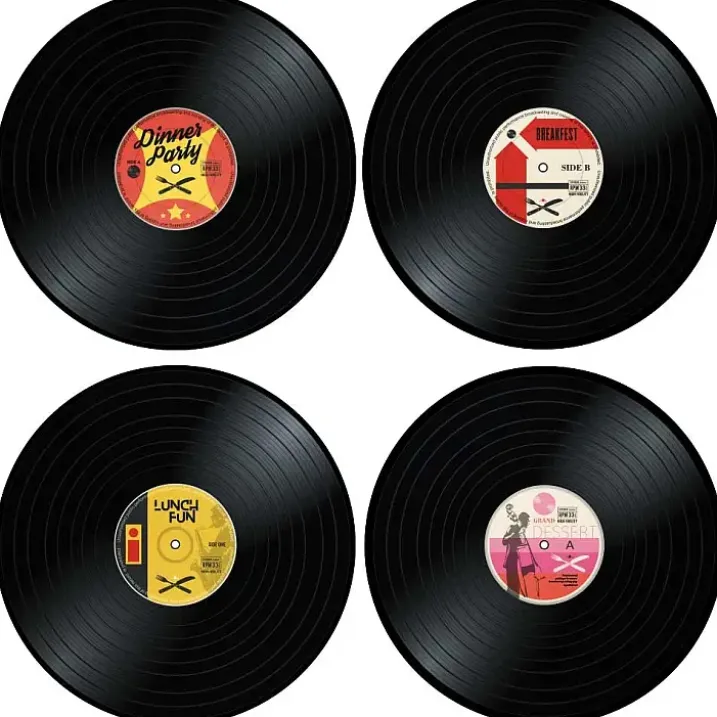 Manteles individuales con forma de discos de vinilo