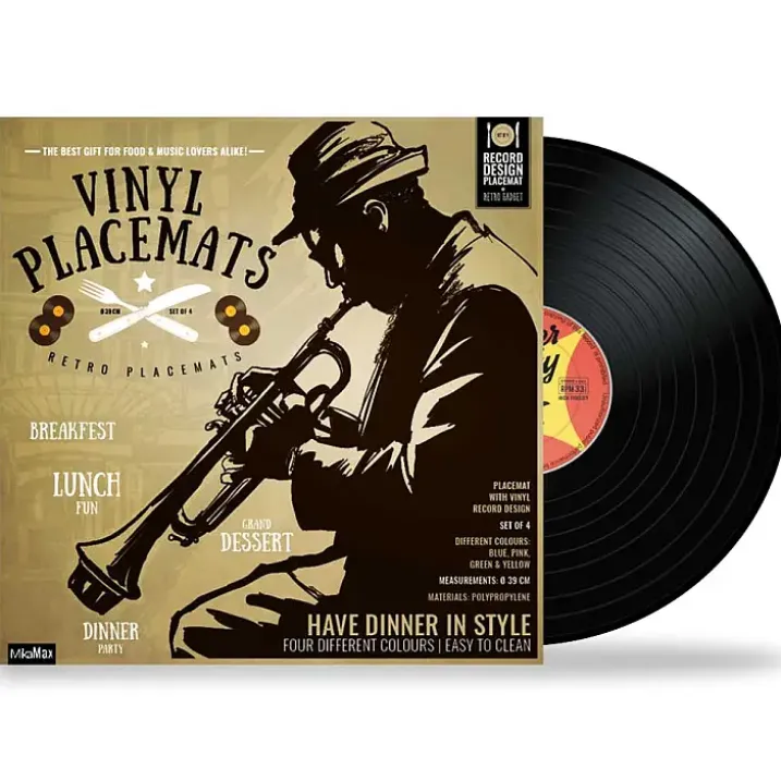 Manteles individuales con forma de discos de vinilo