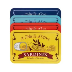 Manteles individuales en forma de latas de conservas