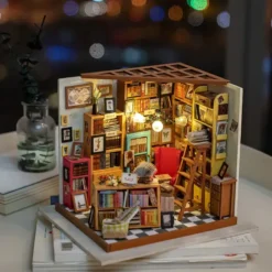 Maqueta de librería en miniatura para construir uno mismo