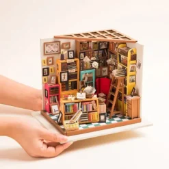 Maqueta de librería en miniatura para construir uno mismo