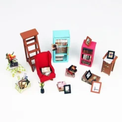 Maqueta de librería en miniatura para construir uno mismo