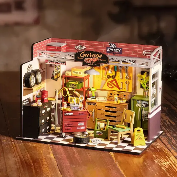 Maqueta de taller mecánico para montar uno mismo