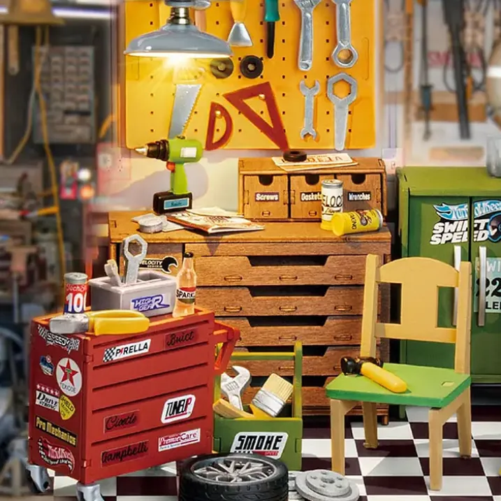 Maqueta de taller mecánico para montar uno mismo