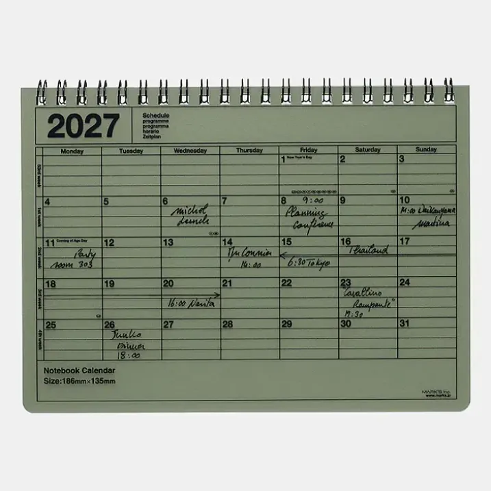 Mini calendario libreta 2027
