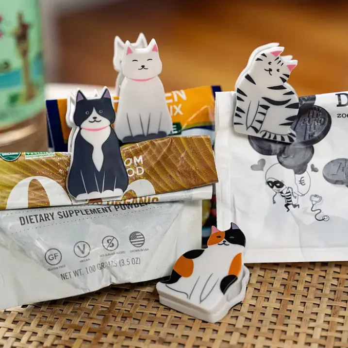Pinzas para bolsas con forma de gatos