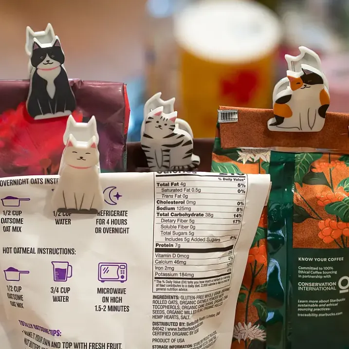 Pinzas para bolsas con forma de gatos