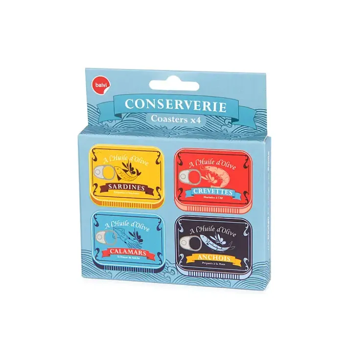 Posavasos originales en forma de lata de conservas