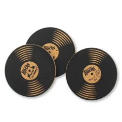 Posavasos originales en forma de vinilos y cassettes